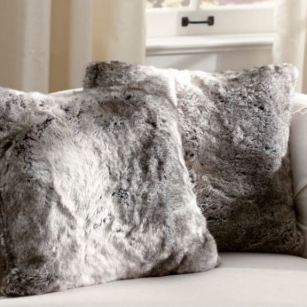 Pottery Barn faux fur grey ombré pillow covers